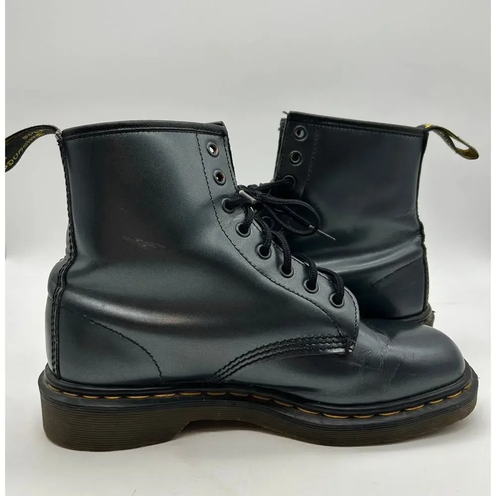 Vintage Dr. Martens 8-Eye Metallic Leather Ankle Boots Size 9 Made in England